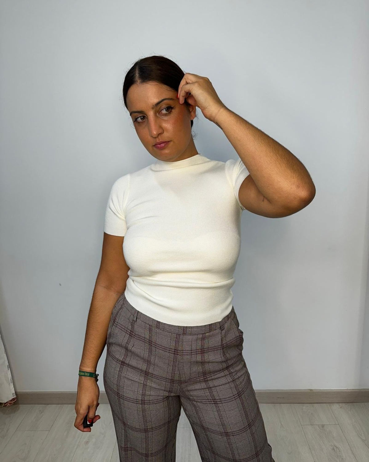 Pantalón Vila cuadros burdeos
