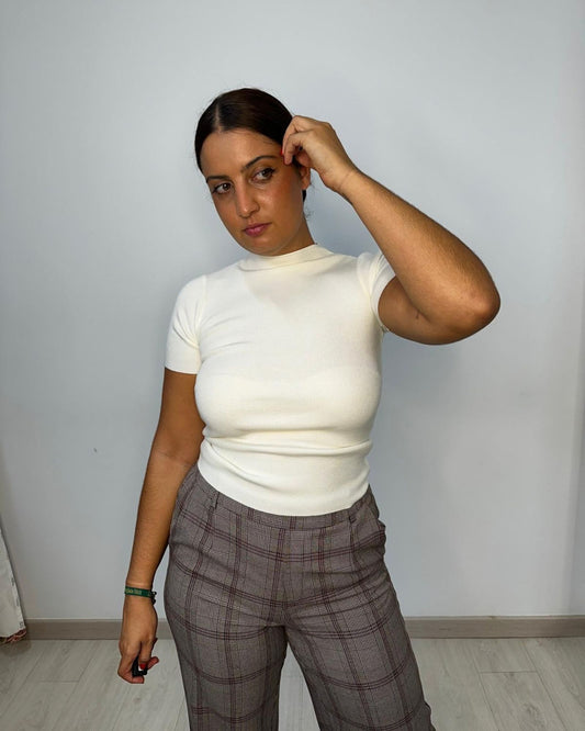 Pantalón Vila cuadros burdeos