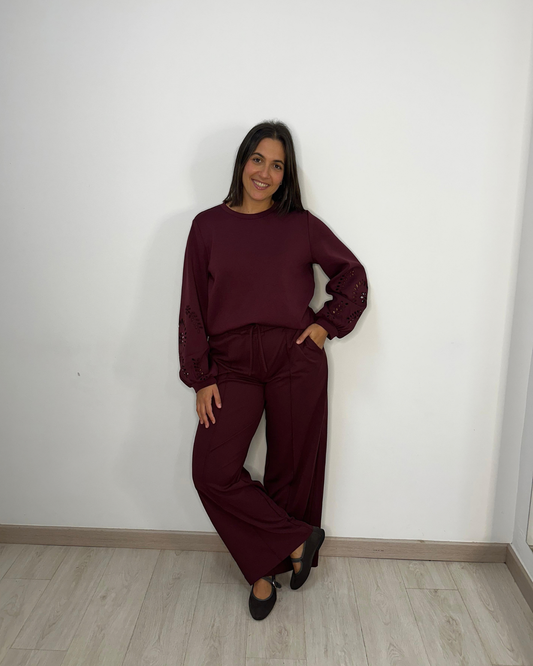 Sudadera Vila burdeos bordado